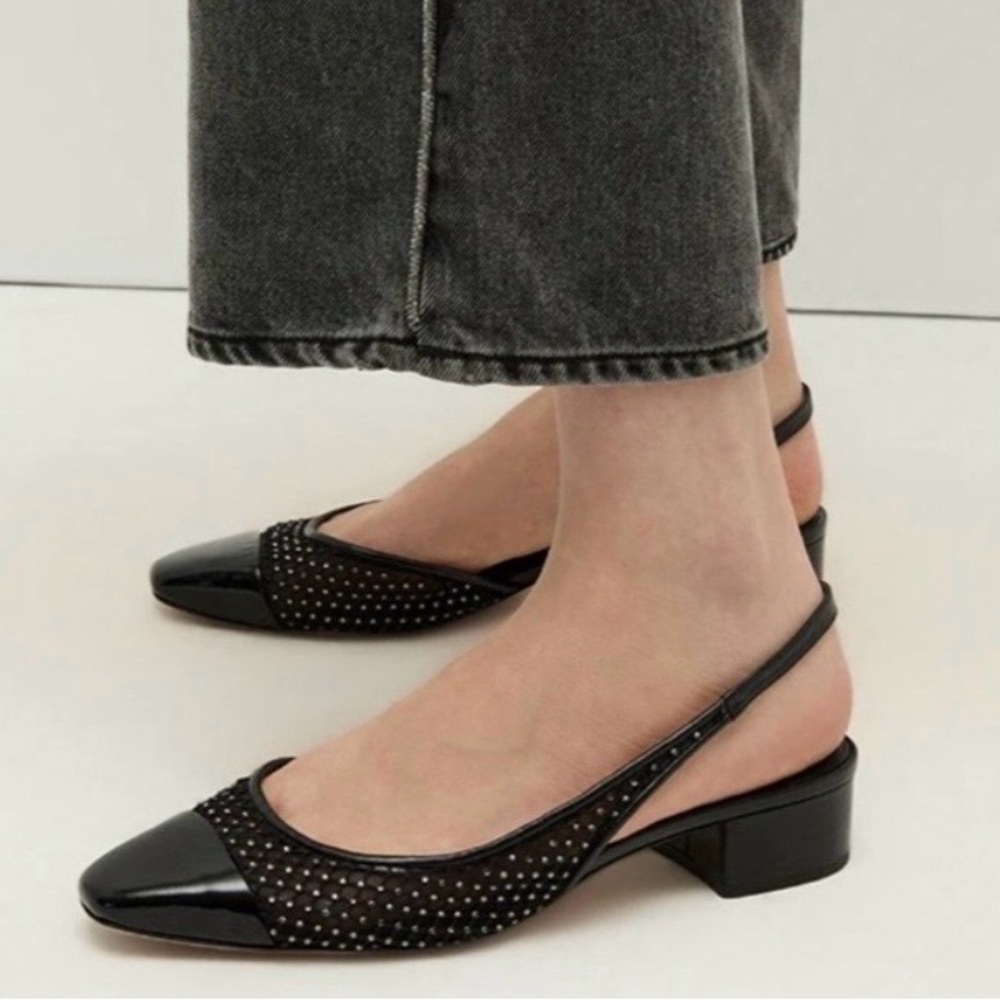 Veronica Beard - Cecile Rhinestone Mesh Cap-Toe Slingback - Size 8.5